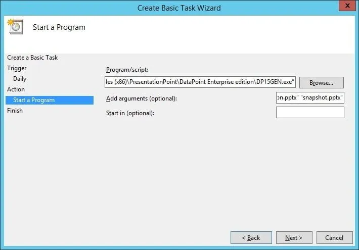 program or script with arguments