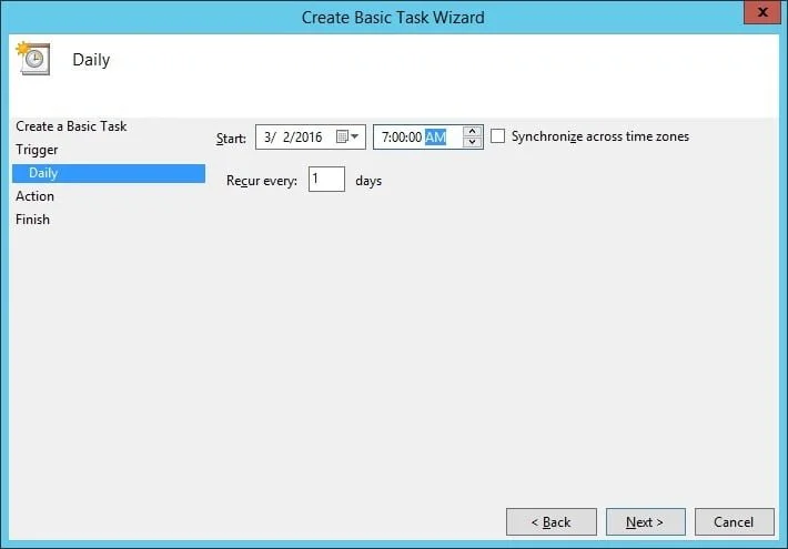 trigger time options