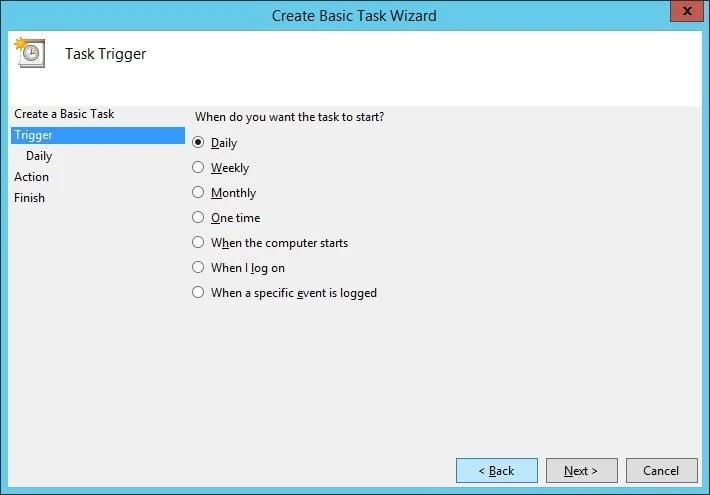 set to run daily, weekly or monthly