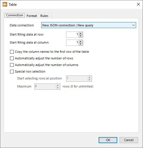 datapoint connection settings