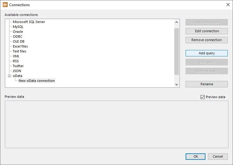 connect to an odata resource of your selected service
