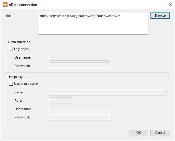 enter the uri of the odata service
