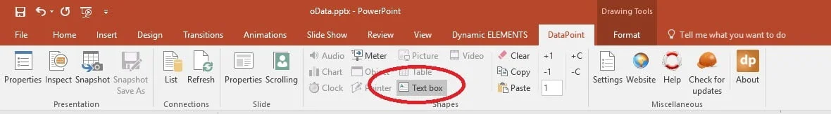open textbox properties