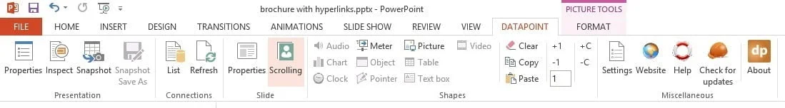 hyperlink mail merge or data scrolling