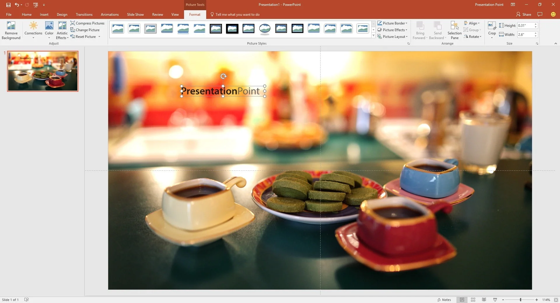 internet picture inserted on slide