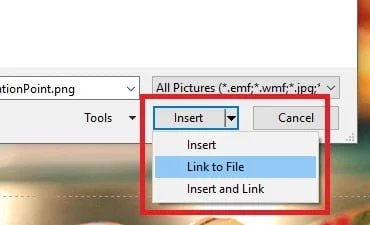 choose link to file