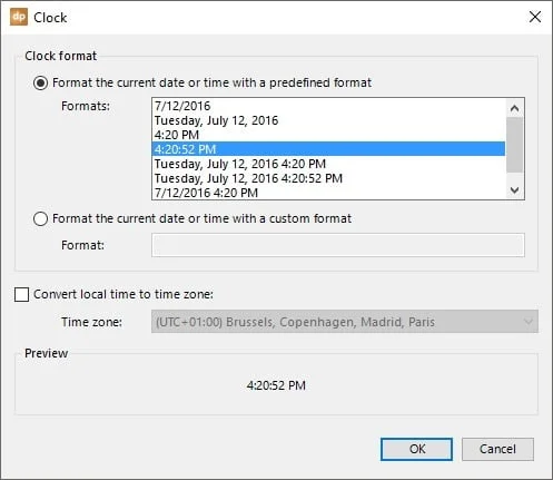 live clock properties