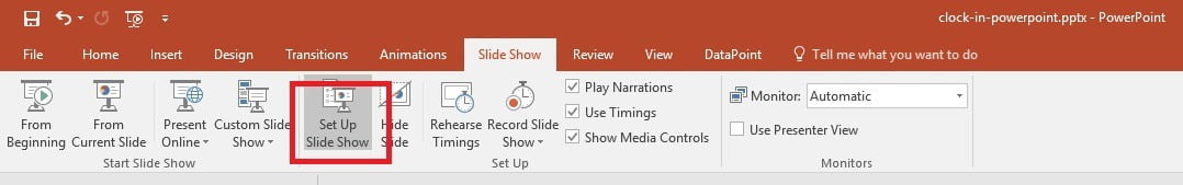 set up powerpoint slide show to run forever