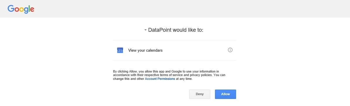 grant read permission on your google calendar