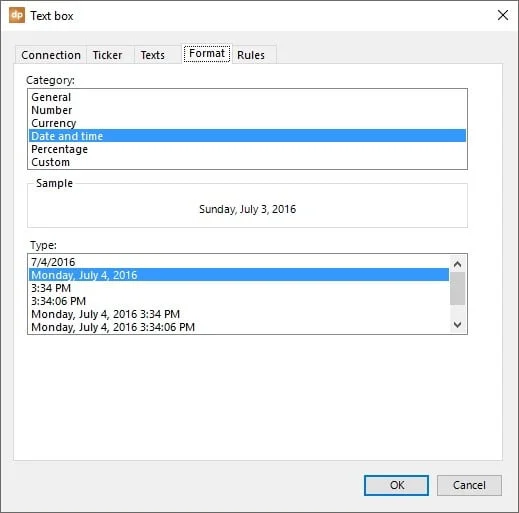 event date formatting