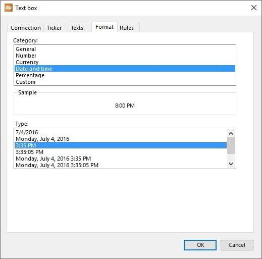 event time formatting