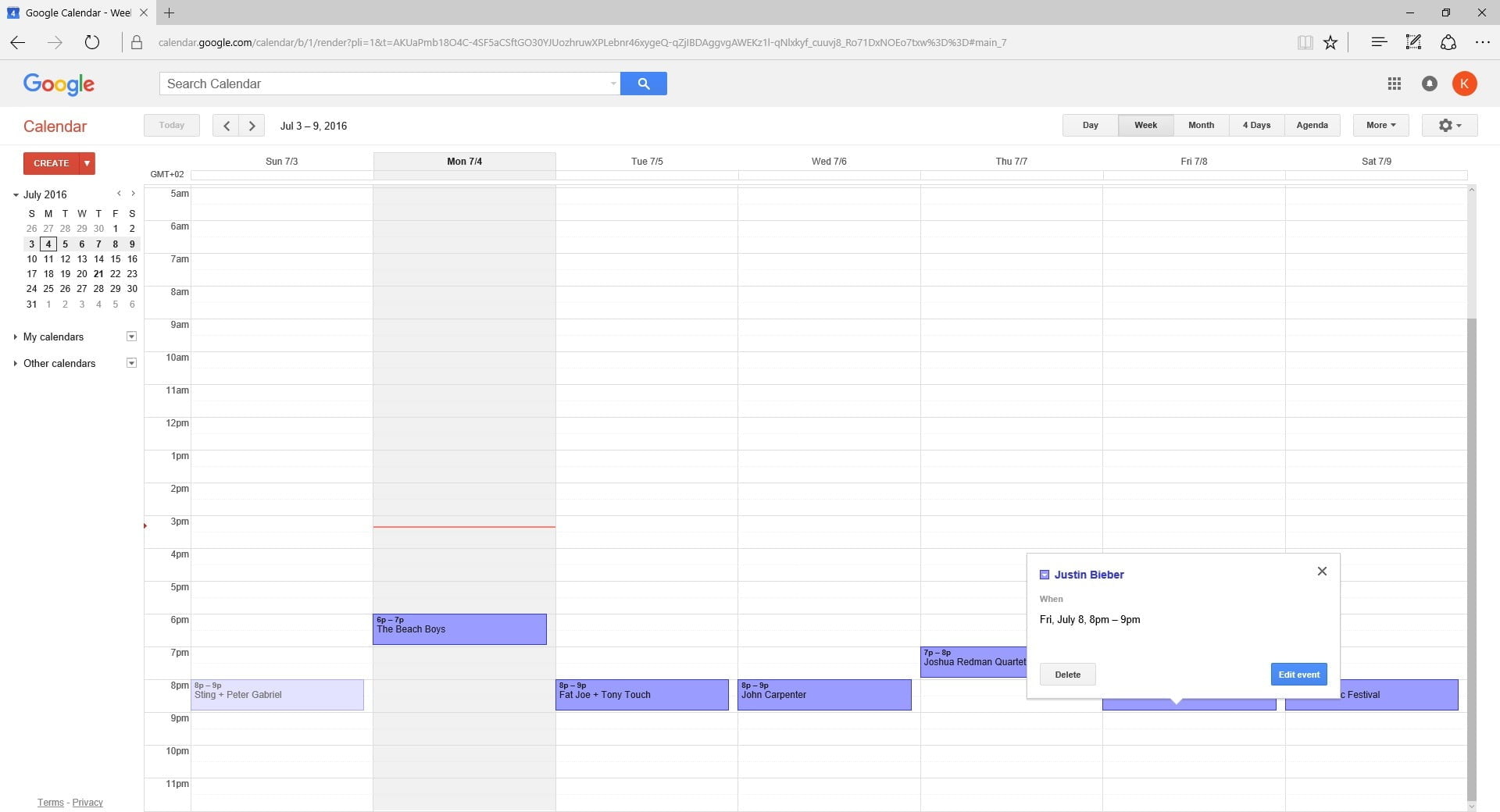 event software using google calendar