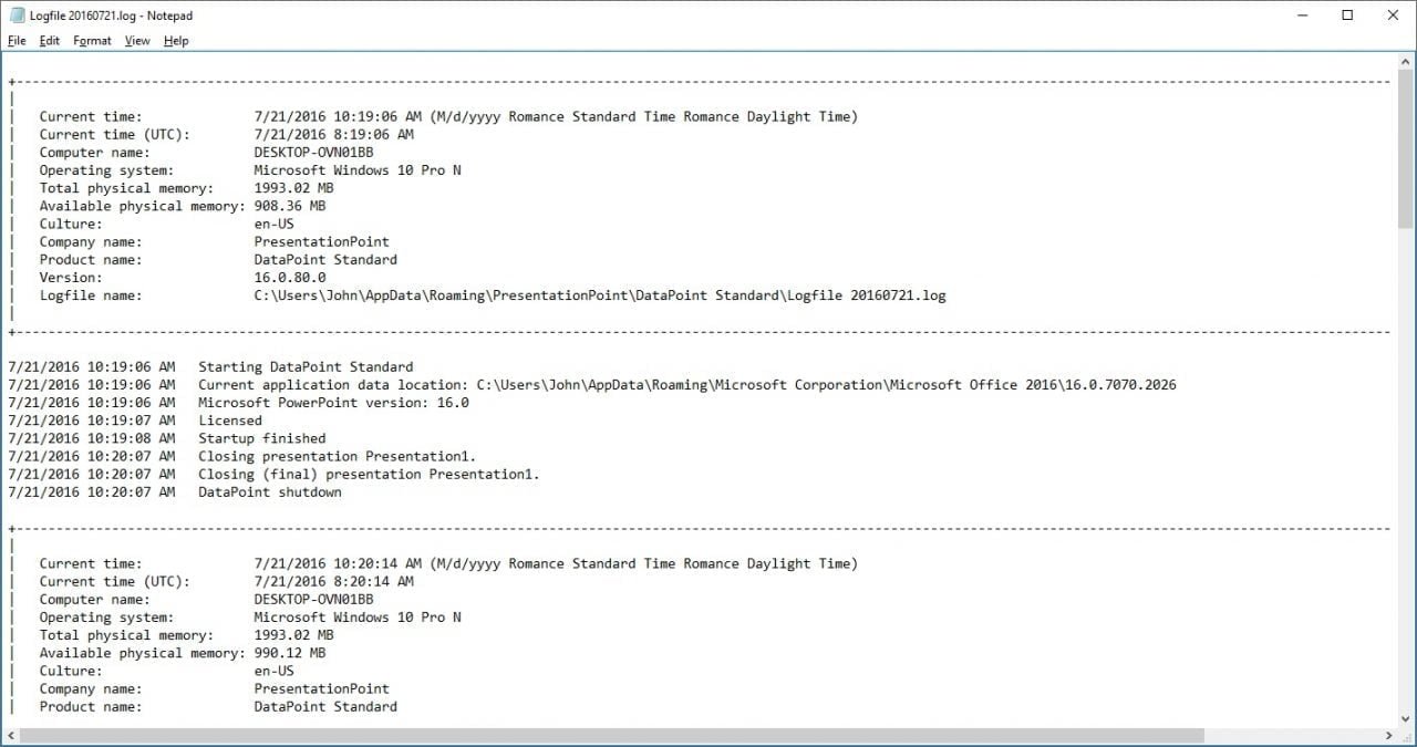 Log files • PresentationPoint