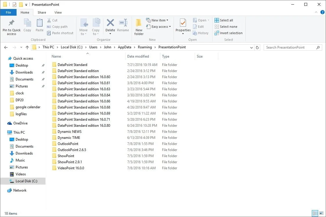 open presentationpoint folder