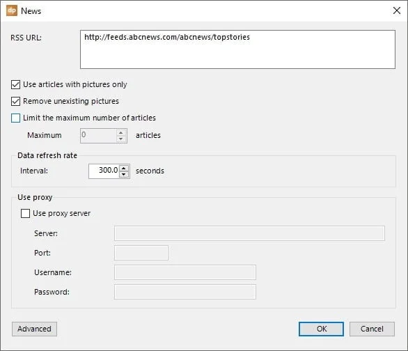 rss connection settings