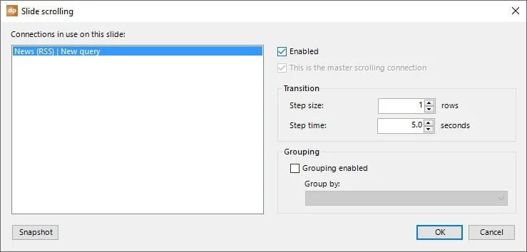 rss scrolling settings