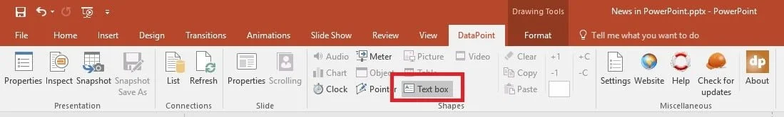 select text box for rss news title