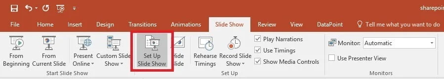 set up powerpoint slideshow as information screen