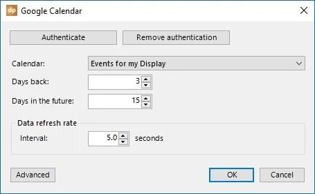 google calendar selection properties