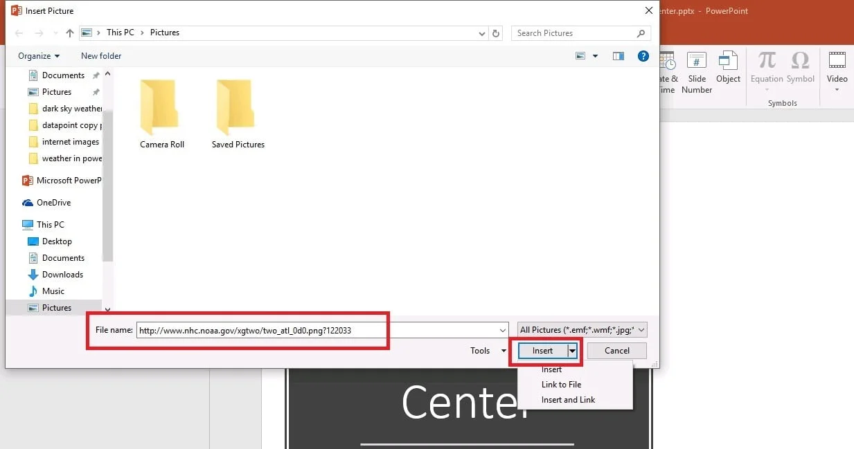 insert and link image in powerpoint