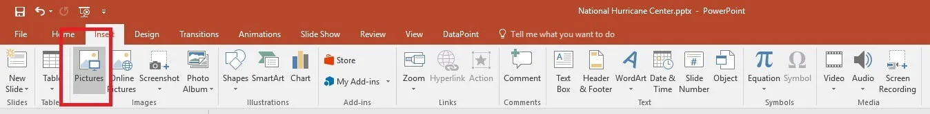 powerpoint insert picture via ribbon