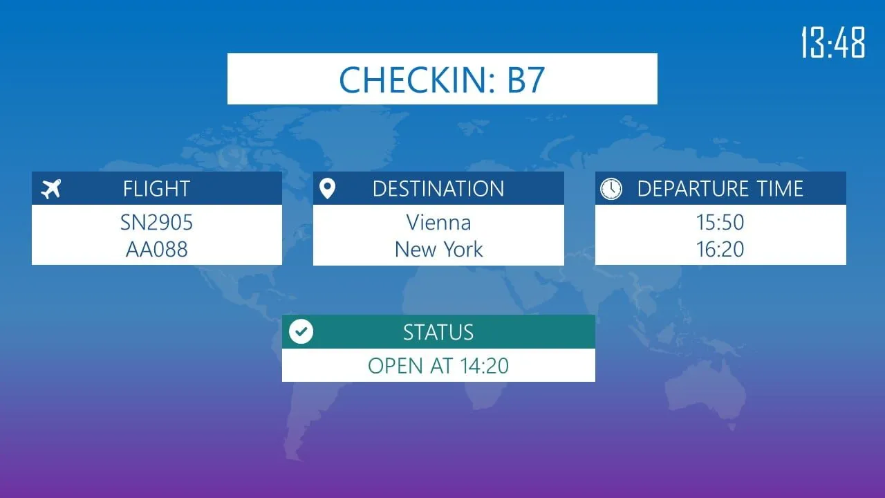 Premium PowerPoint template for Airports - Checkin info