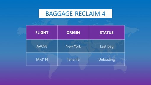 Premium PowerPoint template for Airports - Baggage reclaim info