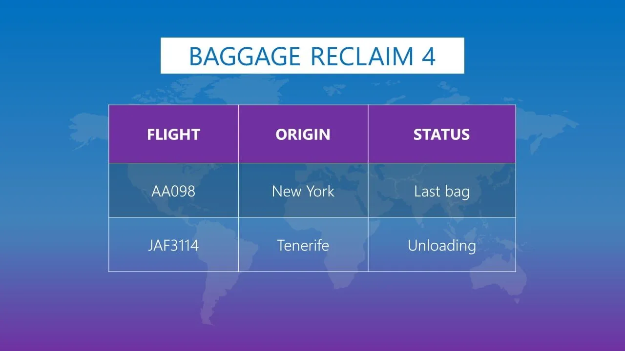 Premium PowerPoint template for Airports - Baggage reclaim info