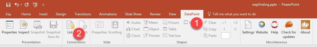DataPoint option in PowerPoint ribbon