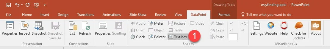 text box options from datapoint menu