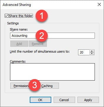 open advanced sharing options