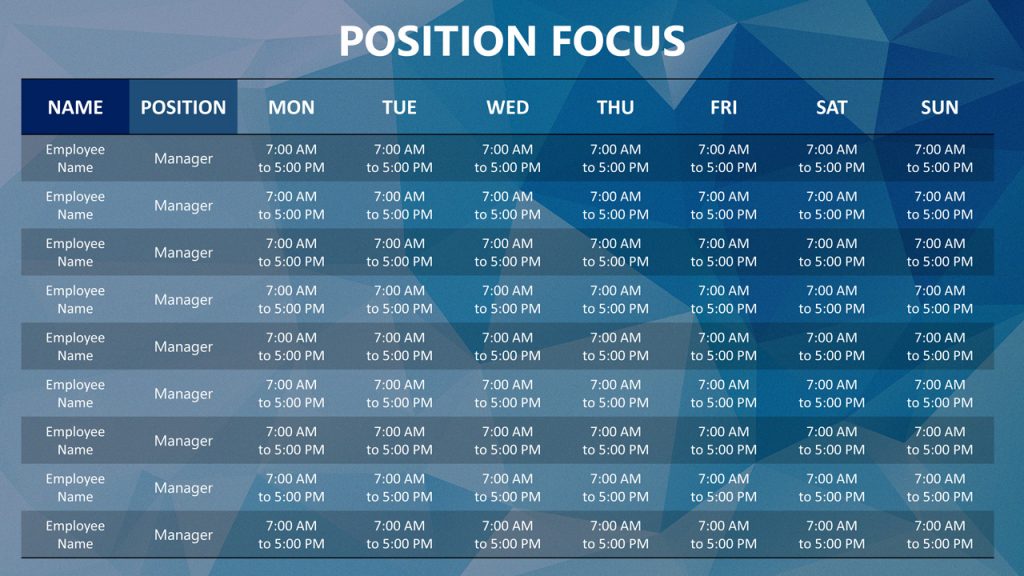 Free PowerPoint Weekly Schedule Template - Position Focus