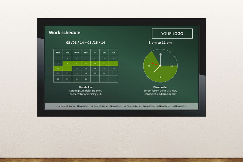Free digital signage powerpoint template to display opening hours of a shop