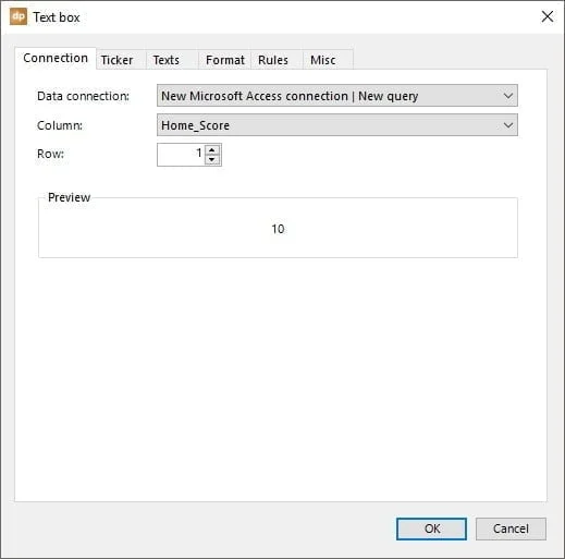 connection to home score field