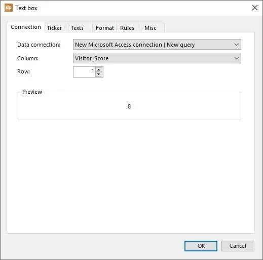 set up link to visitor score of a superbowl game