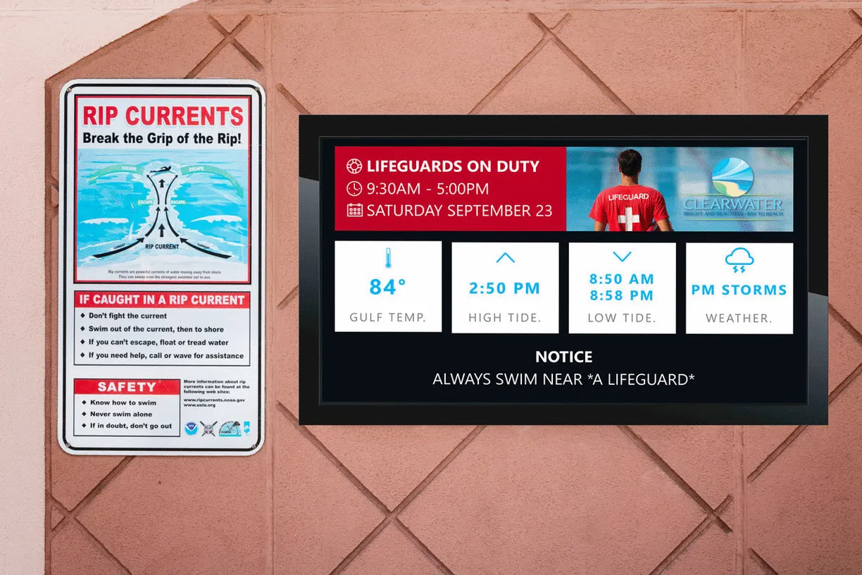 Swimming Sign Makeover as Digital Signage Dynamic Presentation