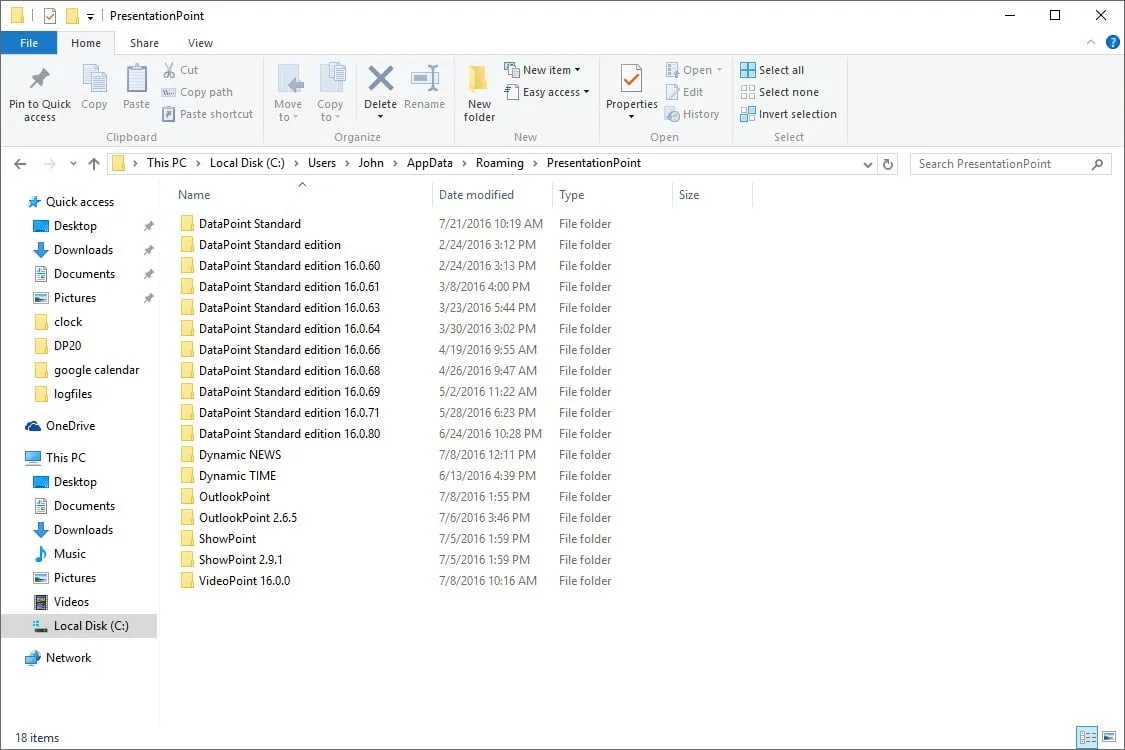 open presentationpoint folder