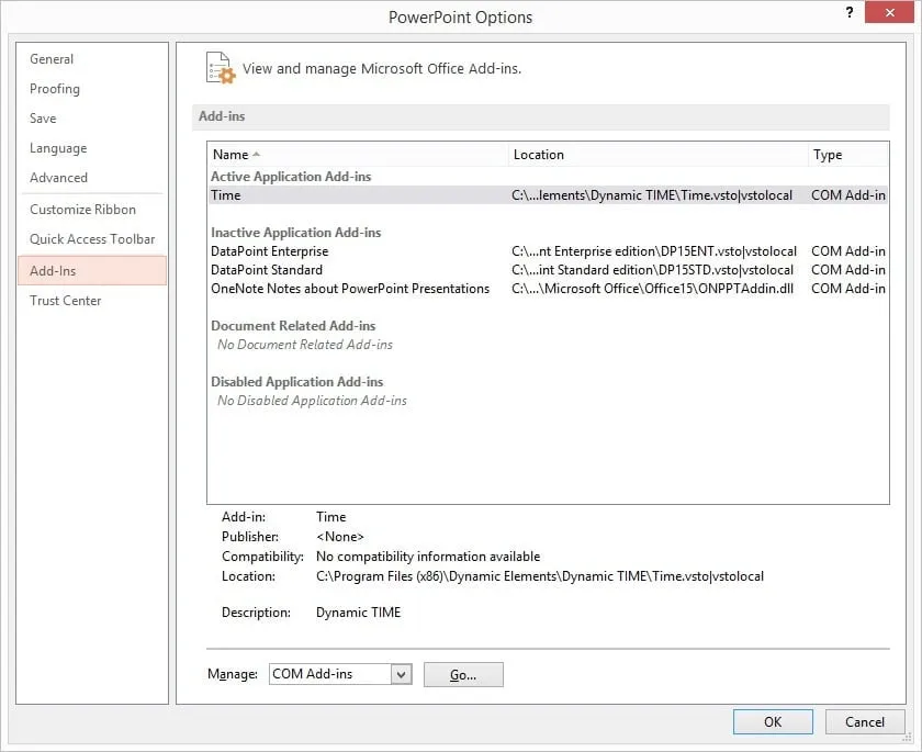 choose add-ins from the left menu to open the settings of all addins available