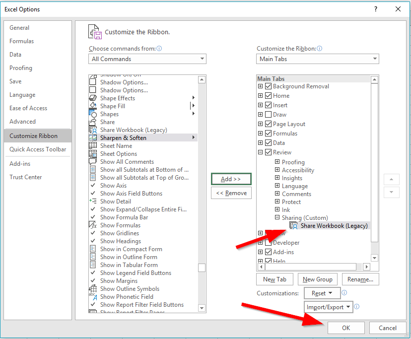 customize the ribbon in excel for mac