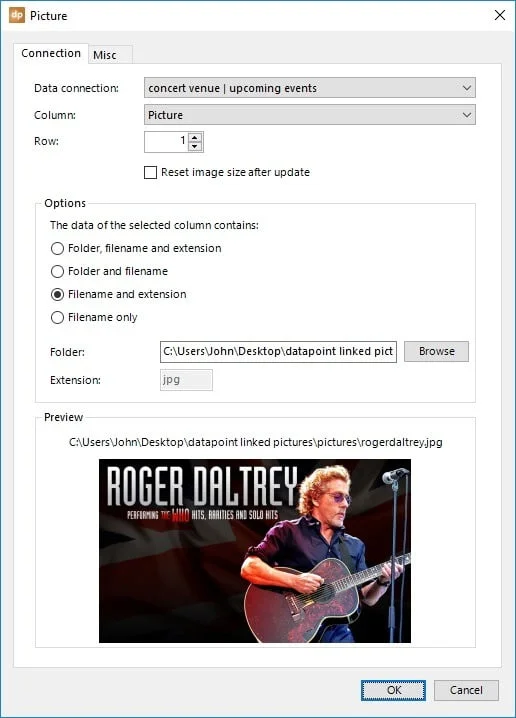 linked picture picture properties with picture column