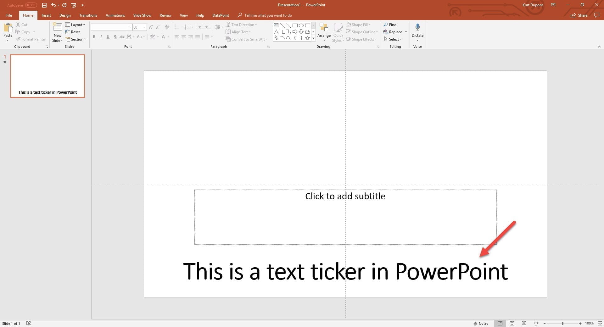 PowerPoint ticker text animation