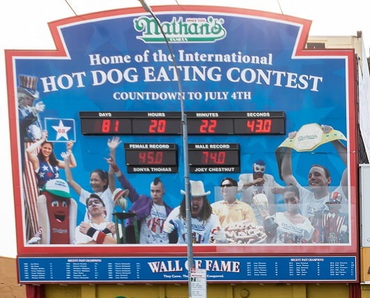 Nathan’s Famous Hot Dog Contest Countdown Board