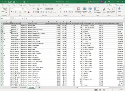 presentation of data excel