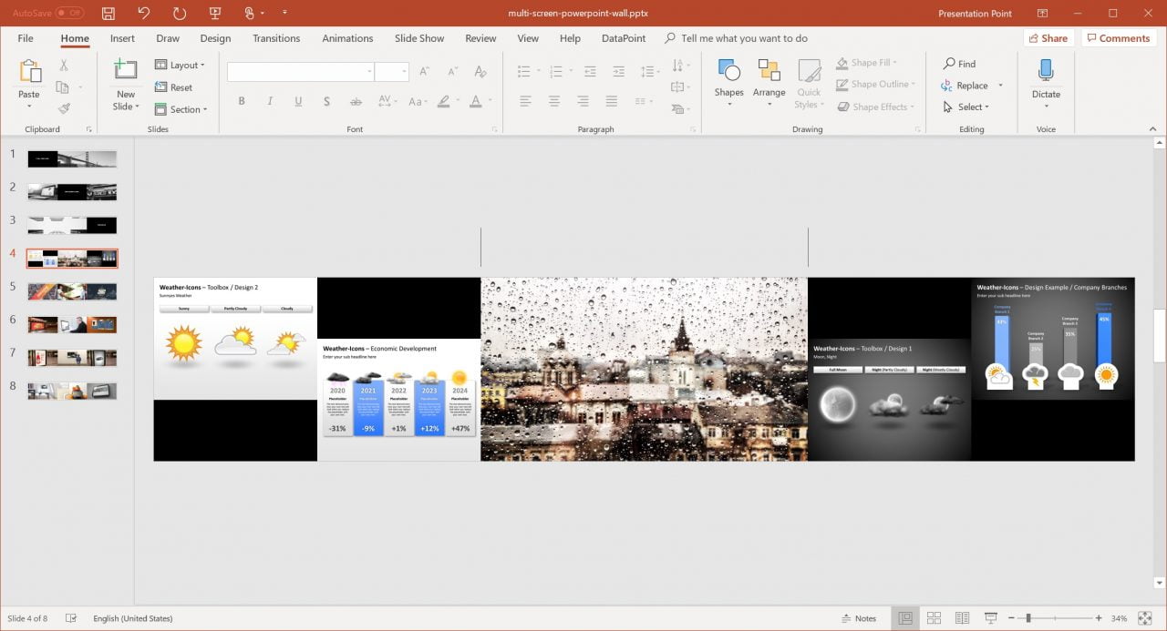 powerpoint presentation on half screen