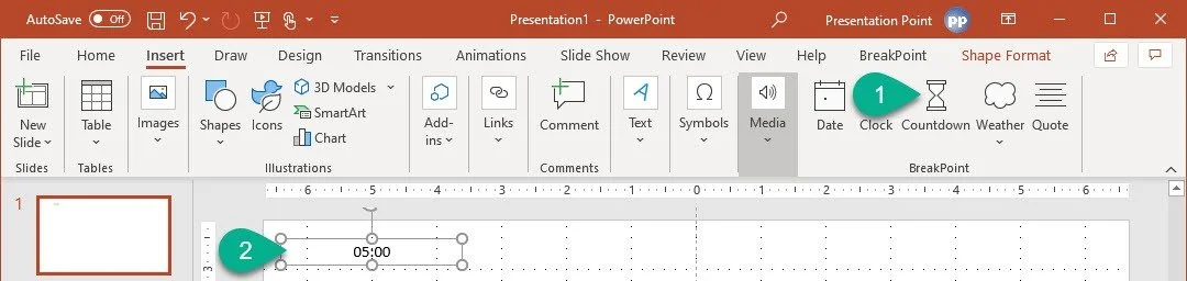 breakpoint shape inserted