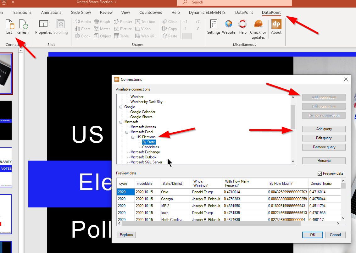 create data connections with powerpoint
