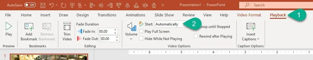 start video automatically slideshow