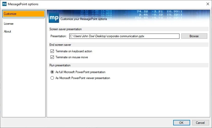 messagepoint powerpoint screen saver settings for corporate communication