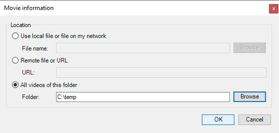 set source of video or folder with video files