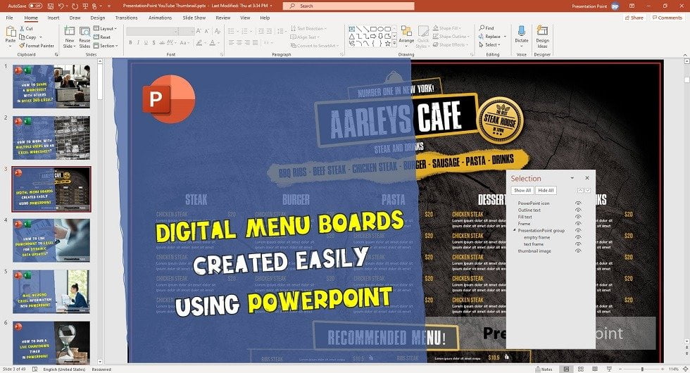 a floating selection pane in powerpoint